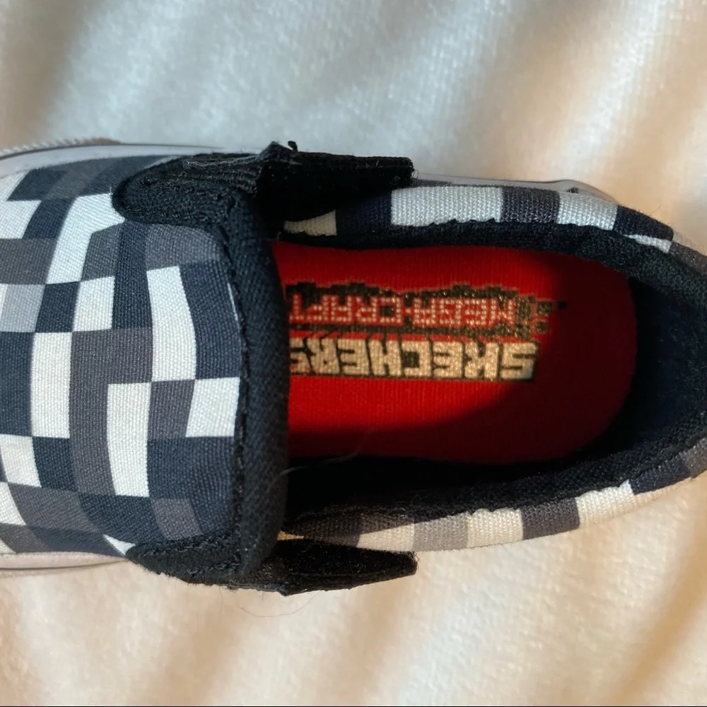 Sketchers Mega craft Black & White Checkered Toddler Slip On Shoes Sz 5 Kid Boy